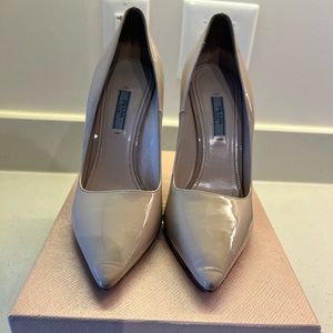 Beige Patent Prada Heels
